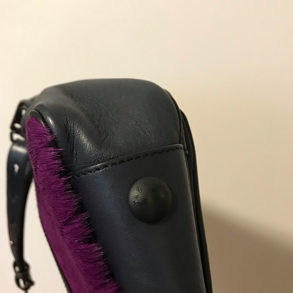 Rag and Bone Pilot clutch, navy and plum calf hair - Picture 5 of 8
